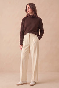High-Waisted Wide-Leg Pleated Pants