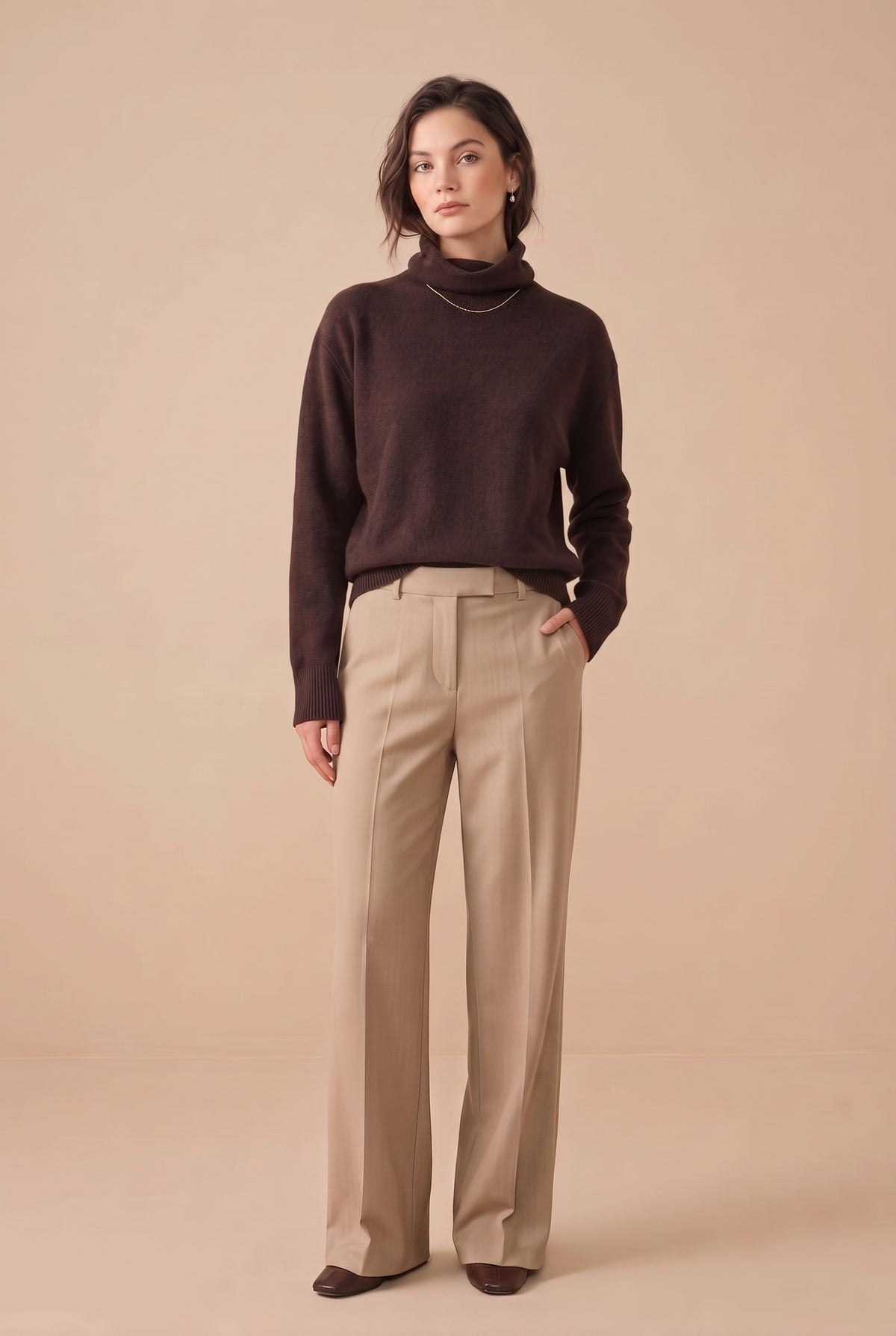Turtleneck Dropped Shoulder Sweater