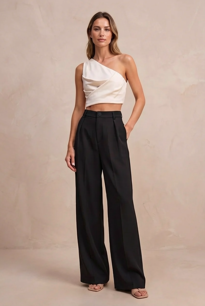 Amelie Pleated Wide-Leg Trousers