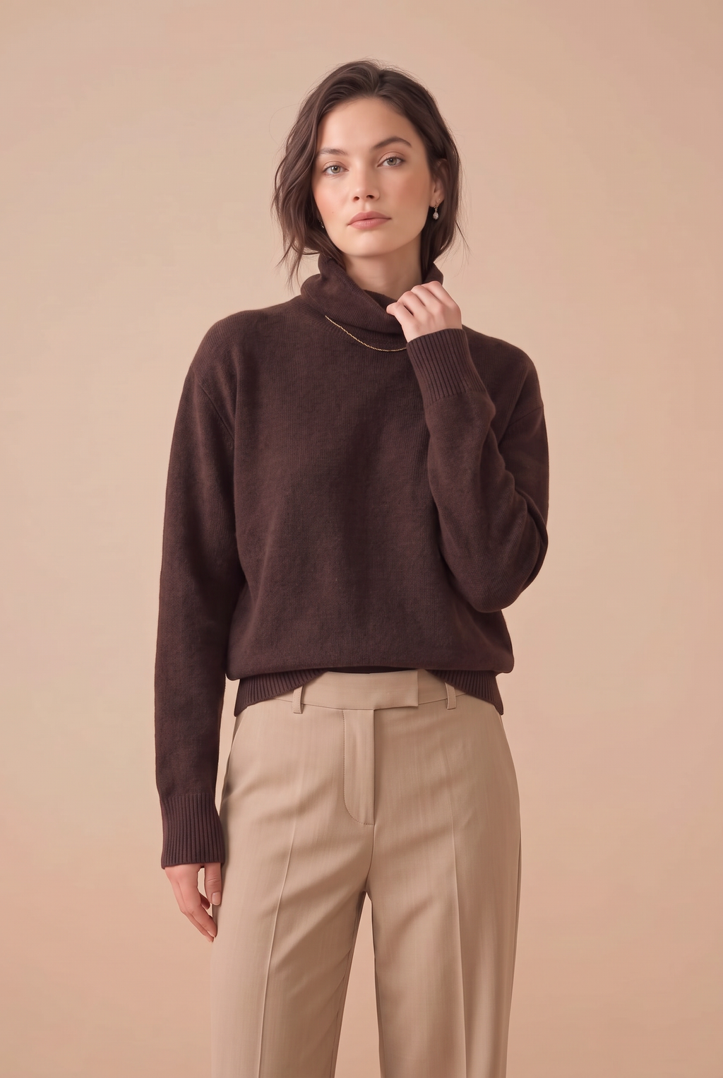 Turtleneck Dropped Shoulder Sweater