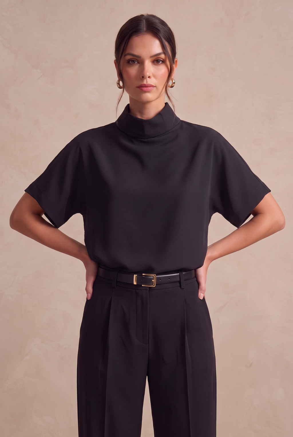 Mock Neck Short Sleeve T-Shirt