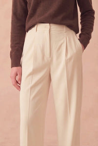 High-Waisted Wide-Leg Pleated Pants