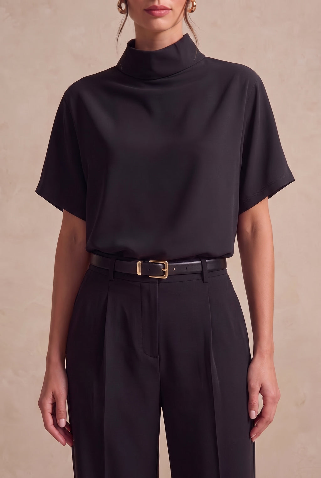 Mock Neck Short Sleeve T-Shirt