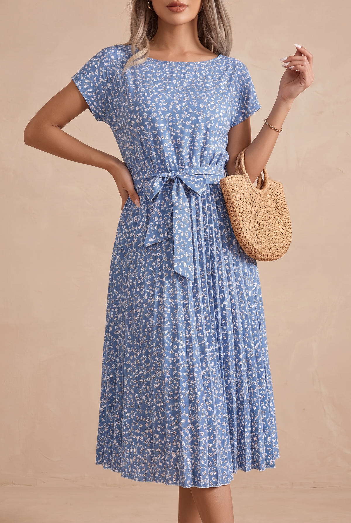 Adele Floral Pleated Dress