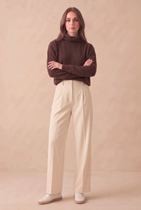 High-Waisted Wide-Leg Pleated Pants