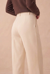 High-Waisted Wide-Leg Pleated Pants
