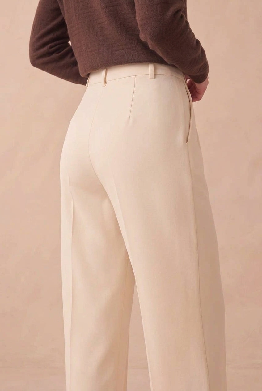 High-Waisted Wide-Leg Pleated Pants